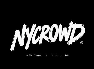 White stylized 'NYCROWD' logo text with 'NEW YORK / WORLDWIDE' underneath on a solid black background.